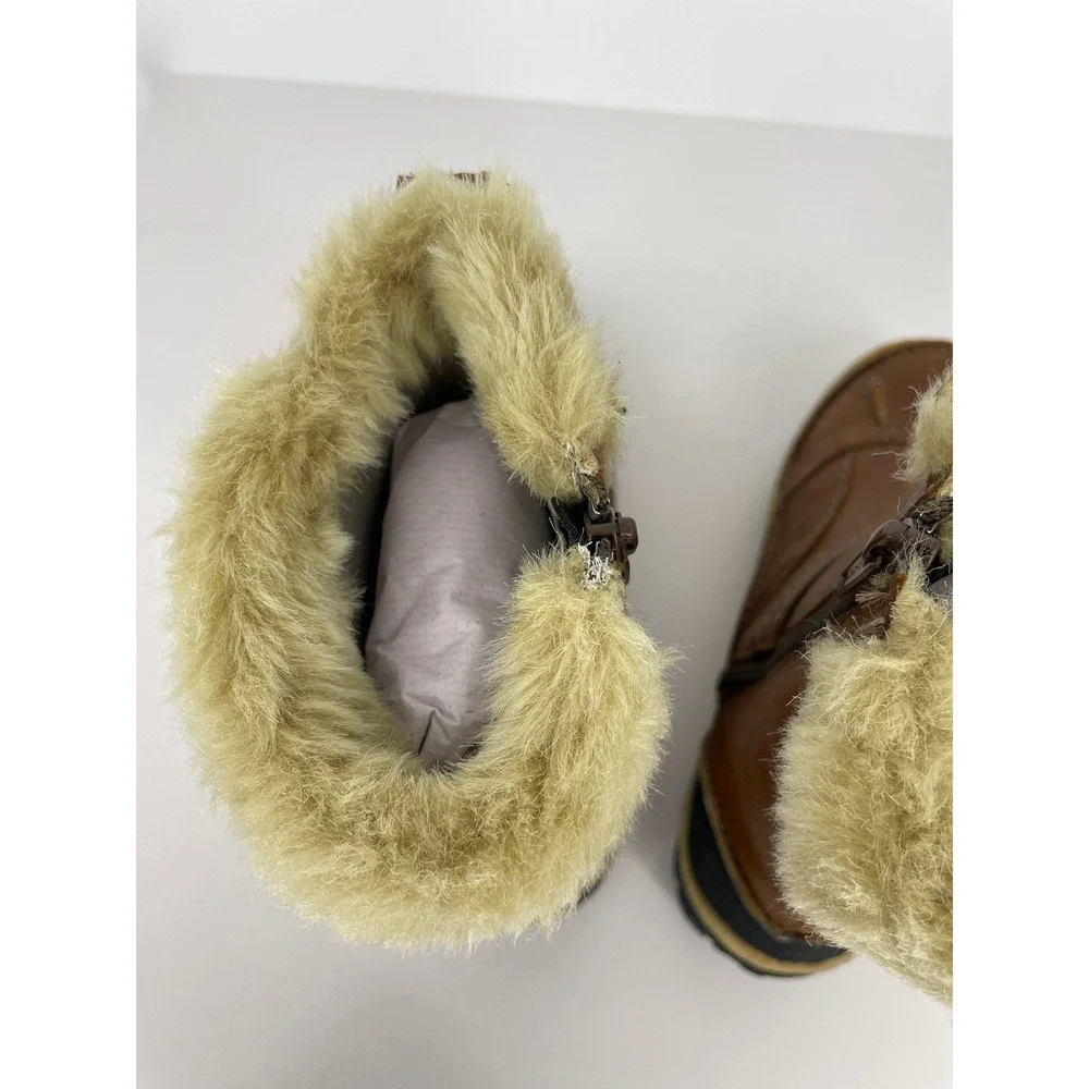 Merrell Womens Brown Leather Fur Lined Winter Boots Size 5